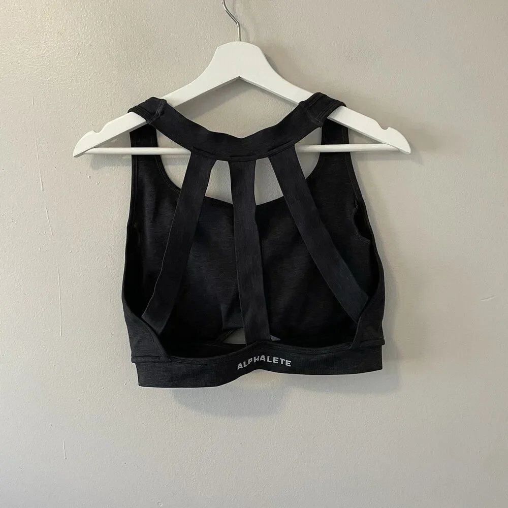 Alphalete Trinity Sports Bra Charcoal Grey Sz XL Running Workout
